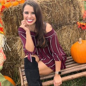 Off the shoulder sheath dress